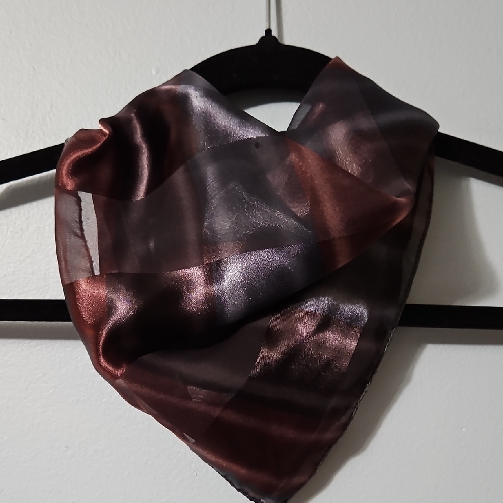 Silky Feel Scarf in Rich Tones Purse, Neck Bow Bandana Style 19x19